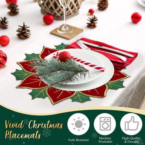 Breling red and green poinsettia colors evoke classic Christmas ambiance.