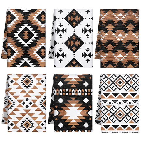 Breling Western Aztec towels six-pack pack shot for stylish kitchen prep.