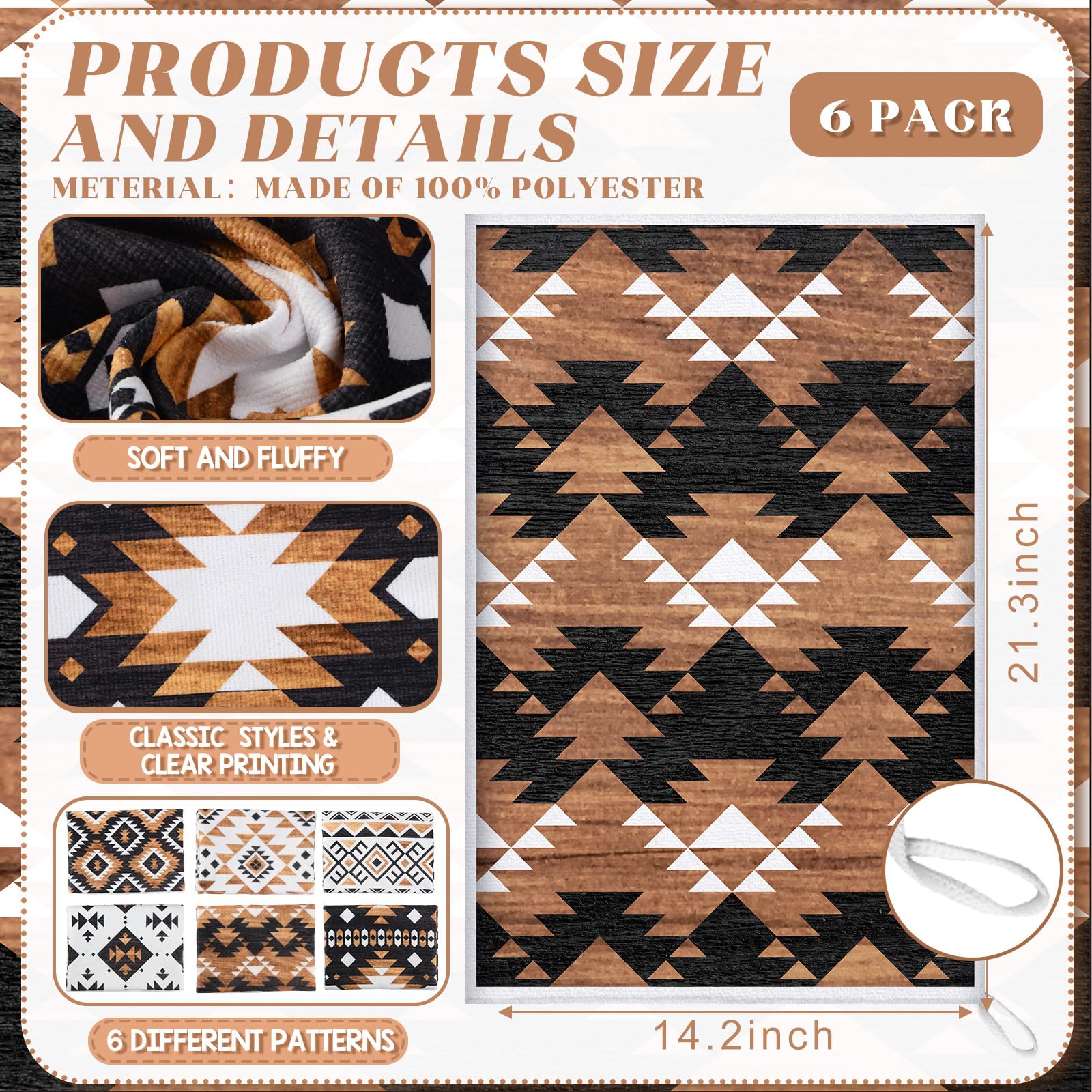 Breling towels feature brown and black geometric pattern to elevate rustic decor.