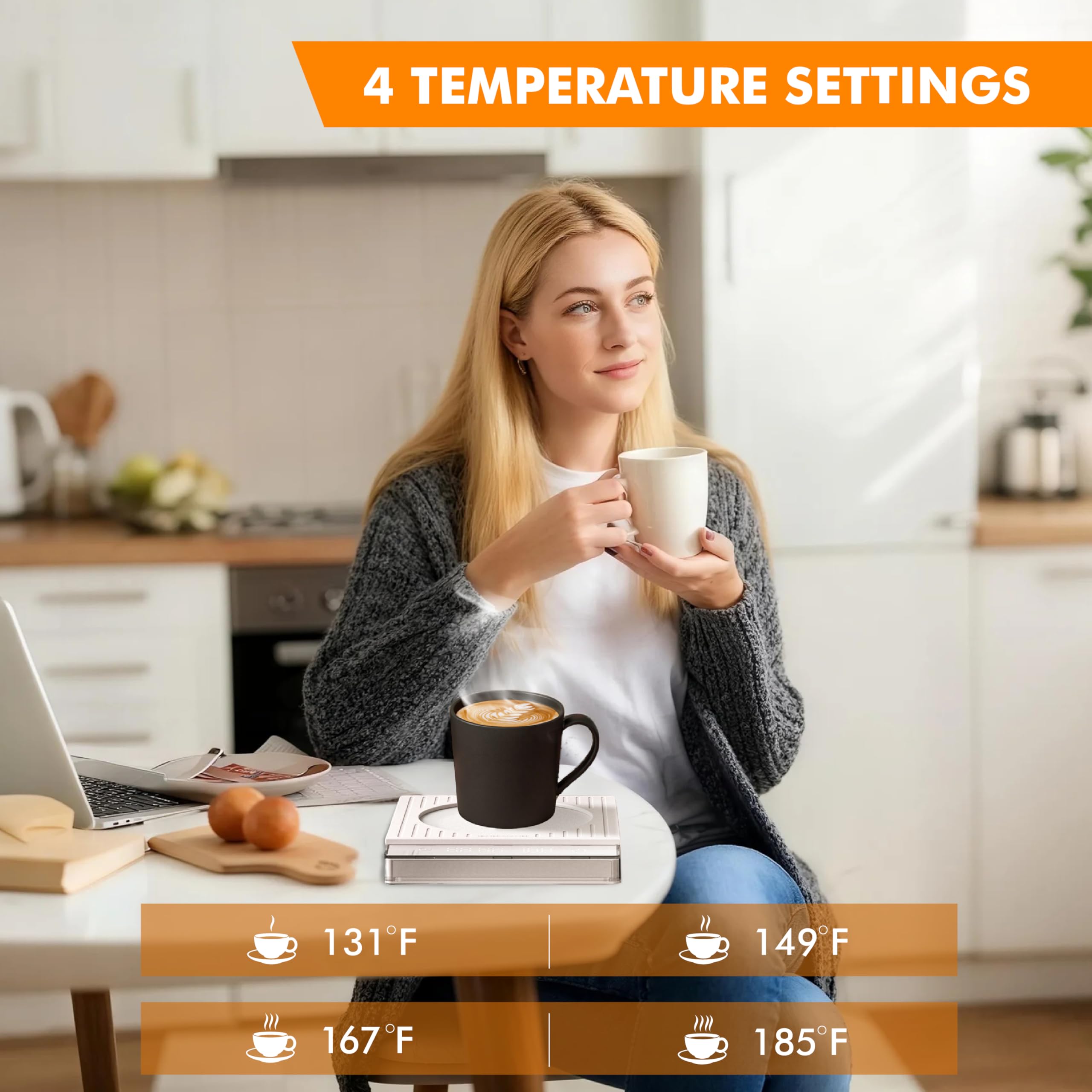 Brenzo heating plate supports flat-bottom mugs with even warmth