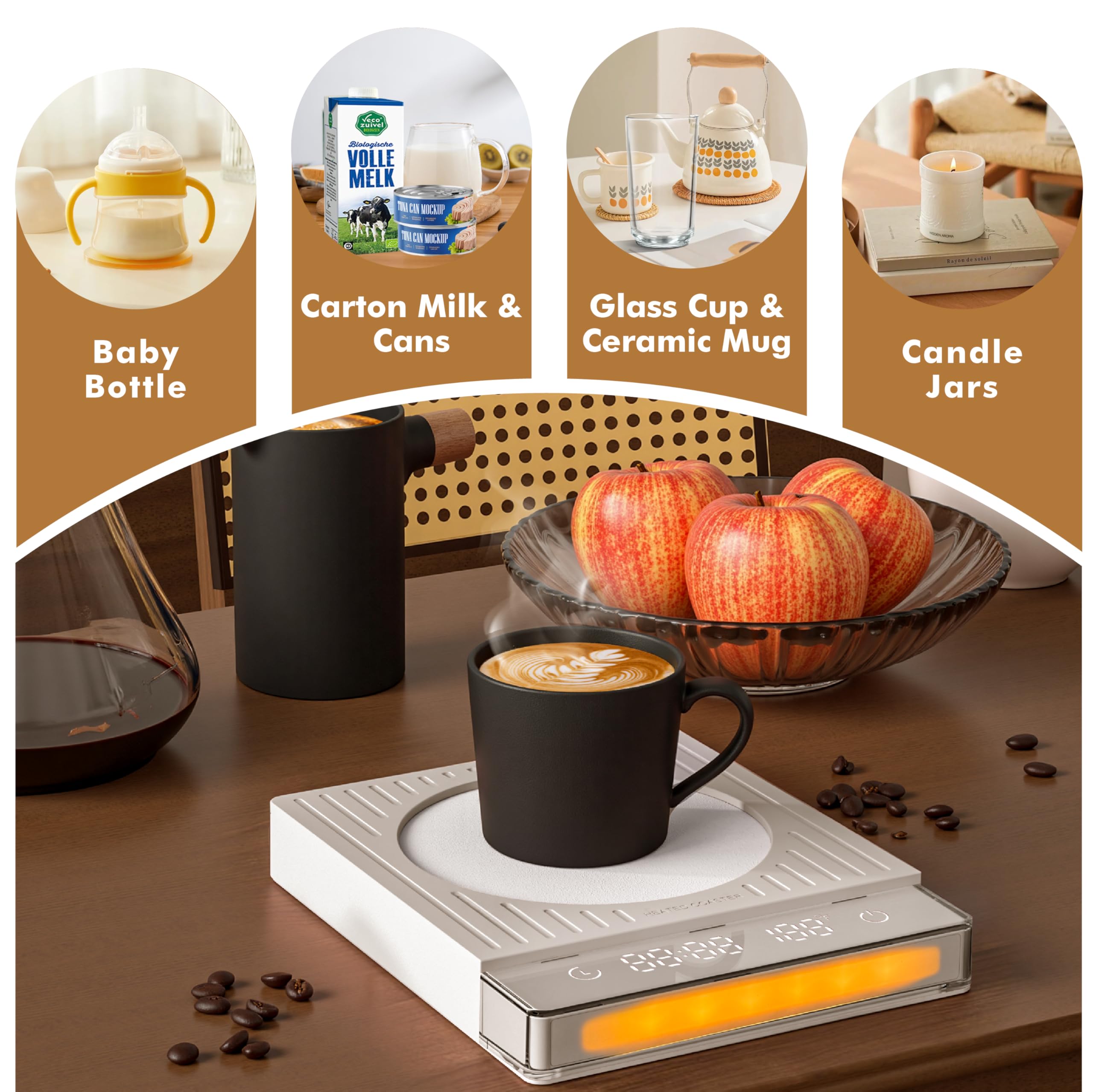 Brenzo universal mug compatibility fits ceramic, glass and steel