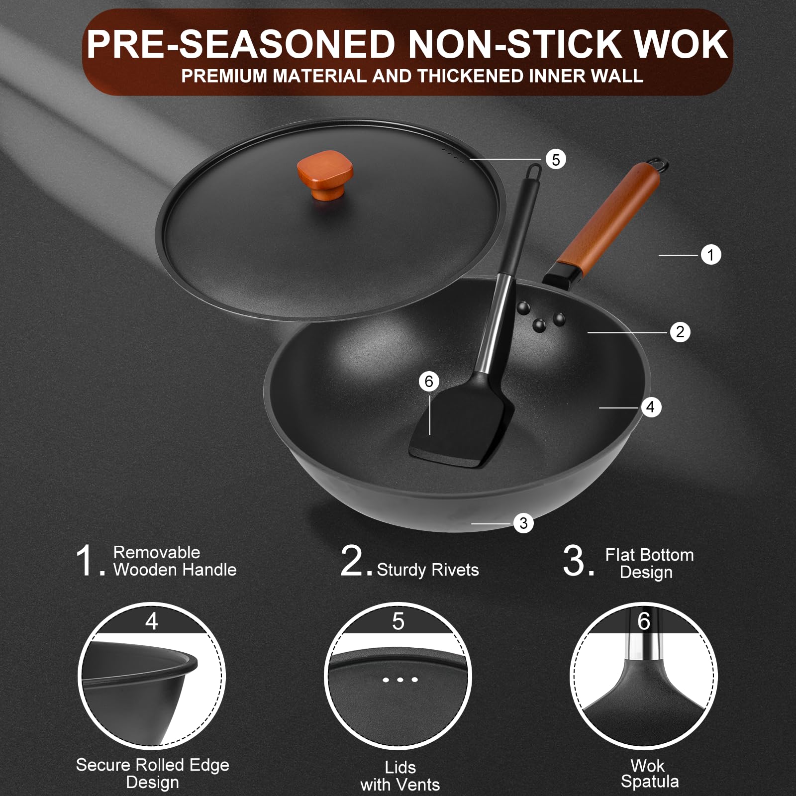 Bretor wok cleaning brush aids easy maintenance after cooking.