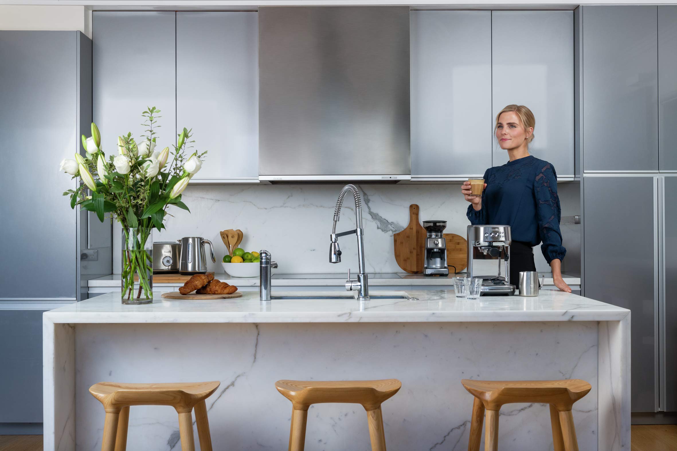 Breville Bambino Plus compact footprint fits neatly on countertop.