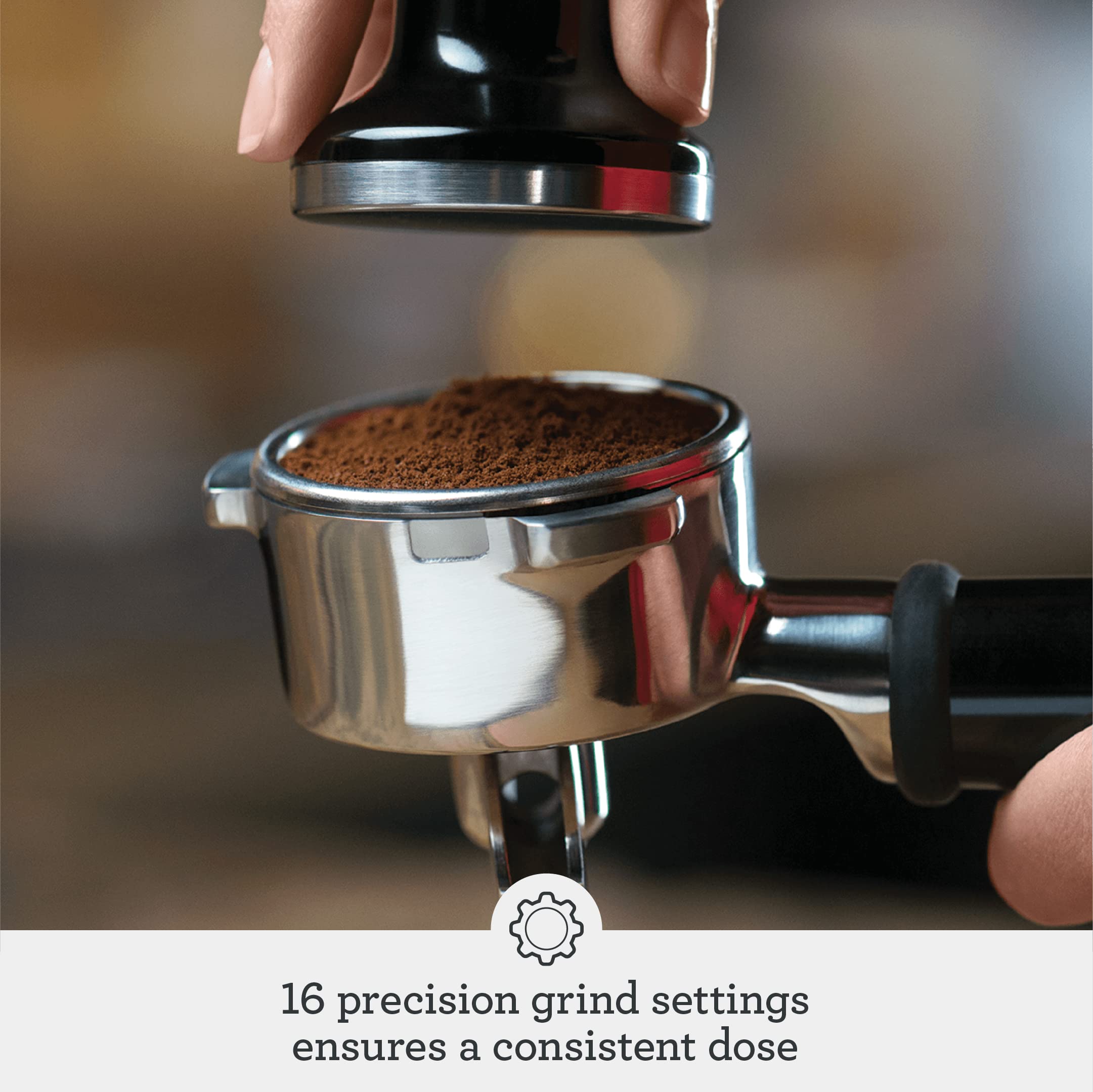 Steam wand of Breville Barista Express texturing microfoam for latte art at home.