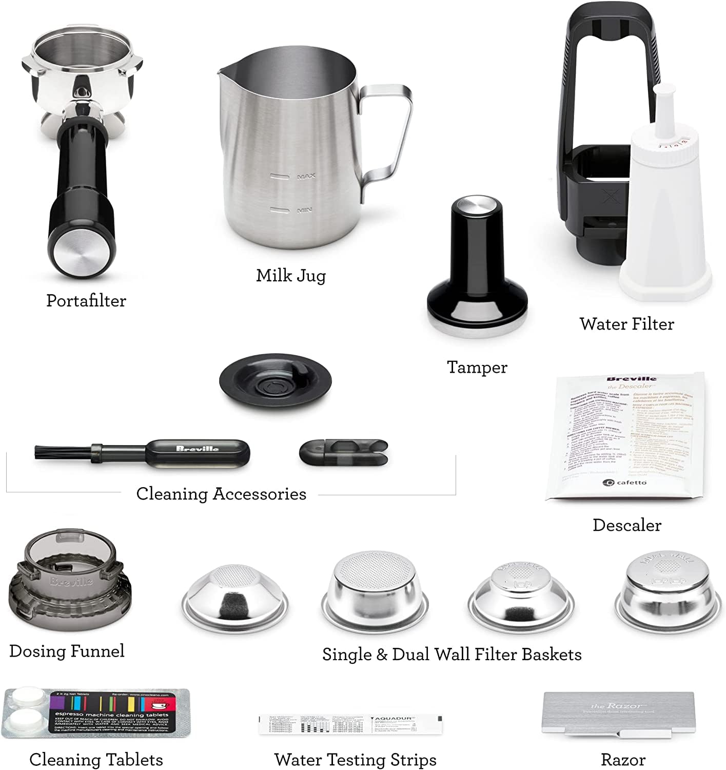 54mm stainless portafilter included for authentic espresso shots.