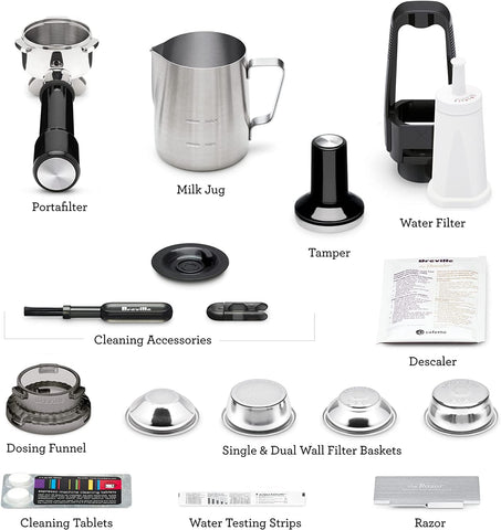 54mm stainless portafilter included for authentic espresso shots.