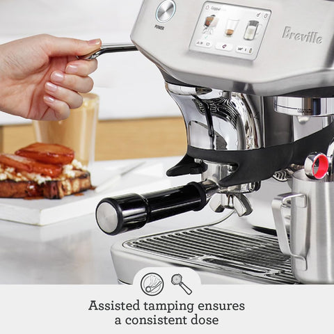 Assisted tamping on Breville Barista Touch Impress for consistent puck formation