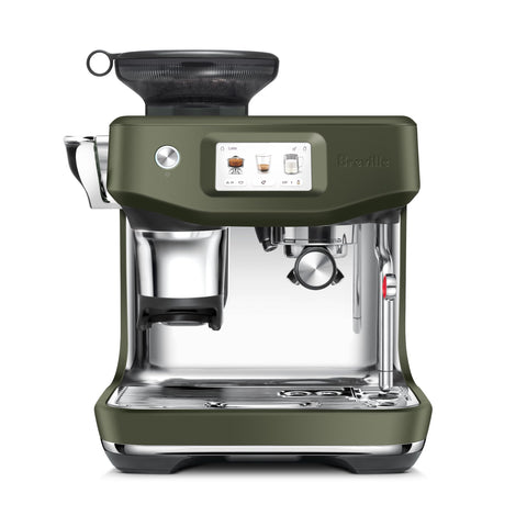 Breville Barista Touch Impress in Olive Tapenade, front view for a stylish home cafe