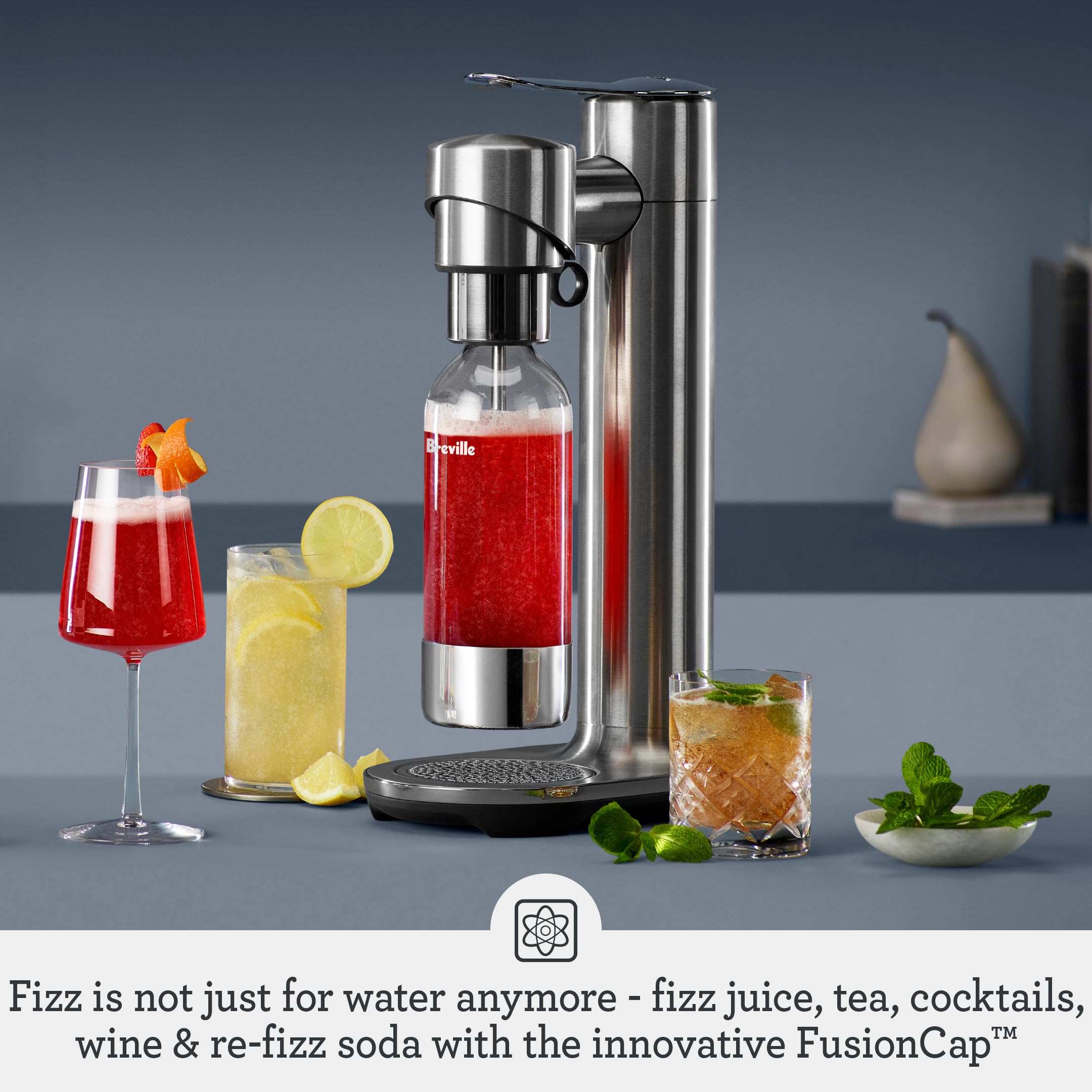 Breville InFizz Fusion bottle stored in fridge for quick sparkling drinks