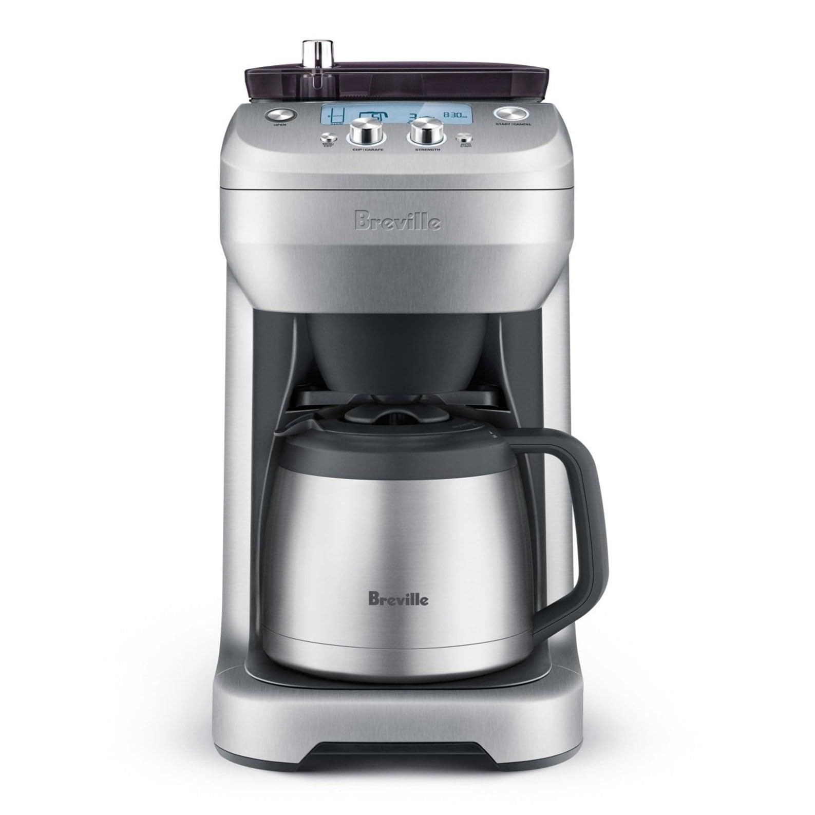 Breville BDC650BSS front view with built-in grinder for fresher coffee at home.