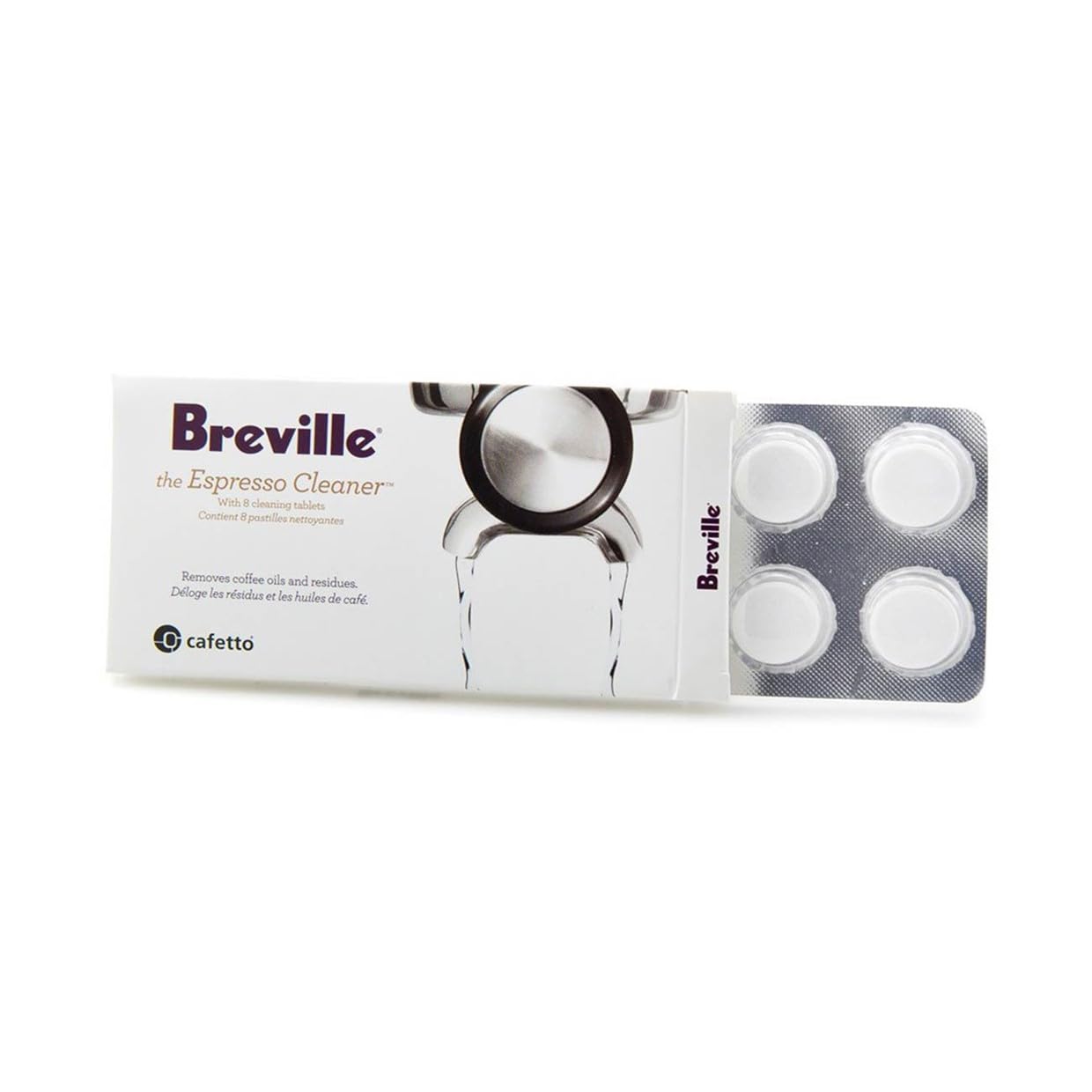Breville BEC2500 espresso cleaning tablets for Breville machines, remove oils for consistent crema.