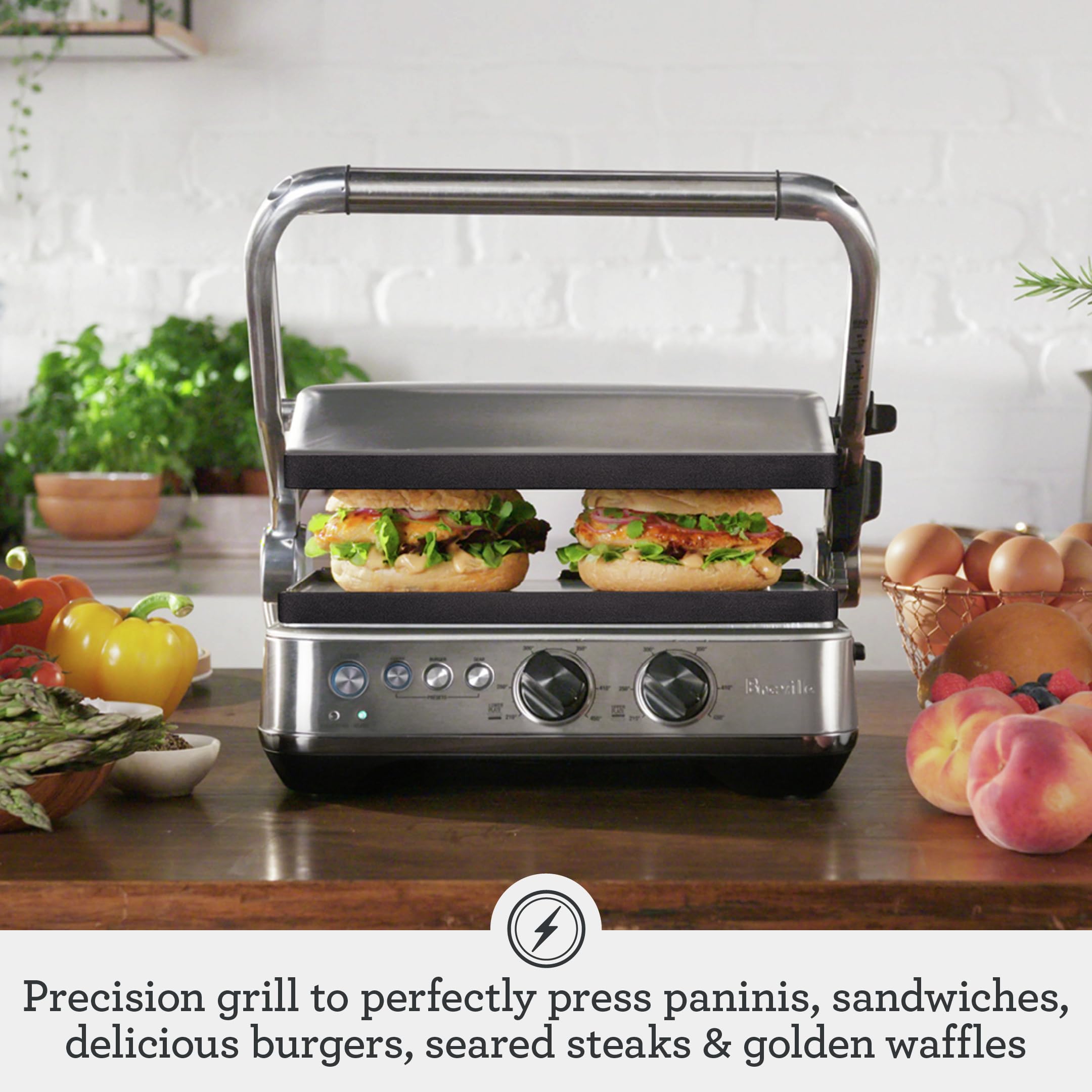 Breville BGR700BSS independent plate temperature control lets you sear and cook sides at different temps