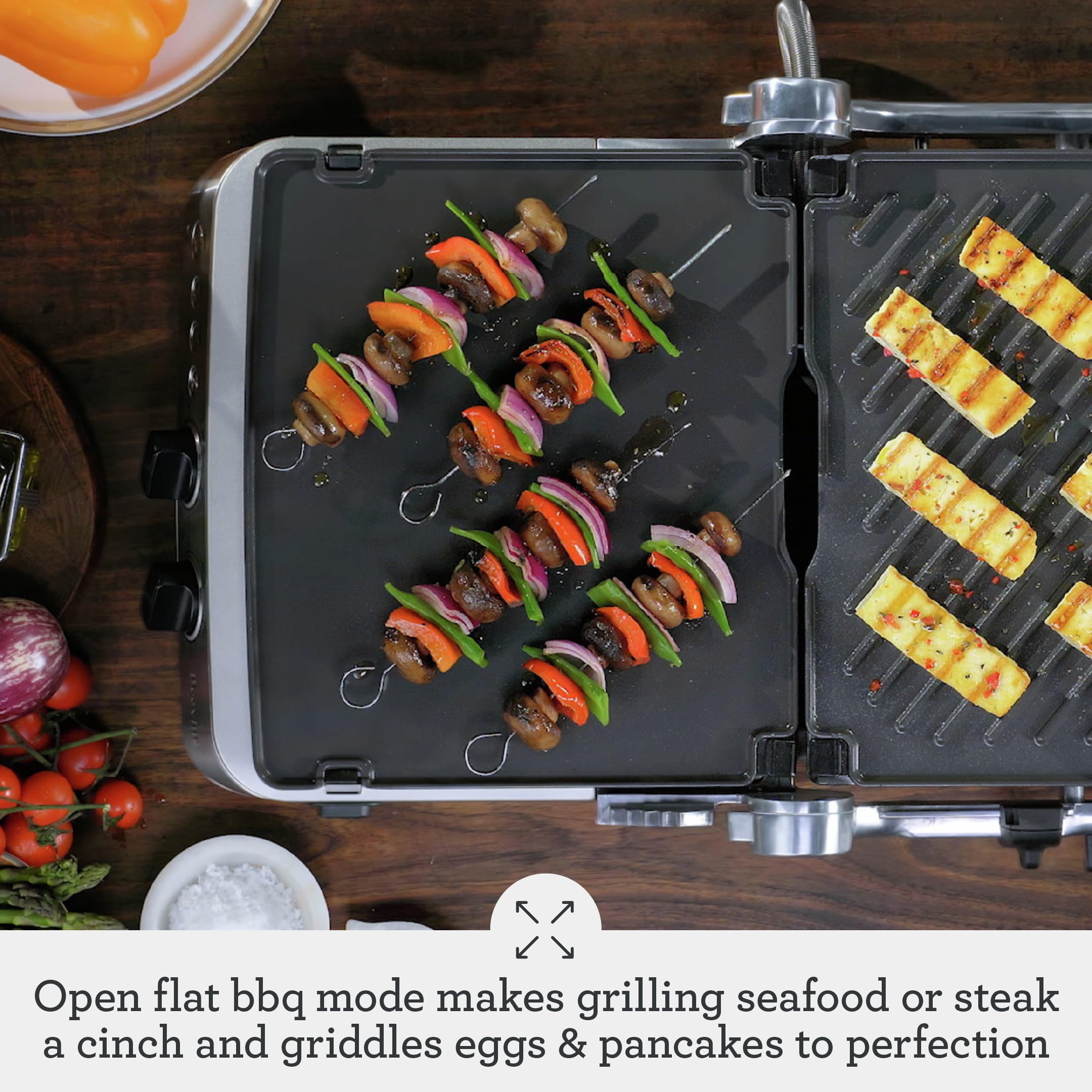 Breville BGR700BSS reversible ceramic plates deliver crisp browning and easy non-stick cooking
