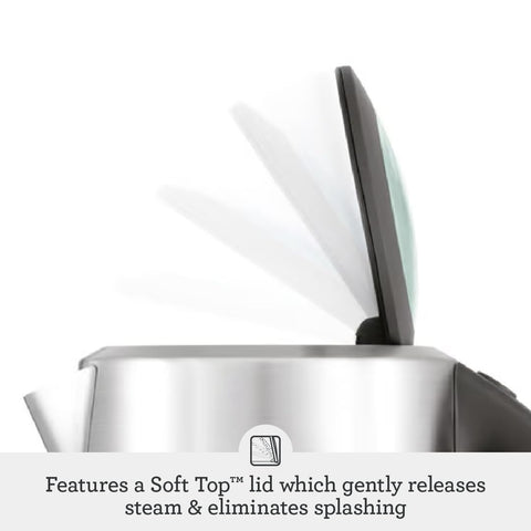 Breville BKE700BSS steam release lid minimizes splashes during brew