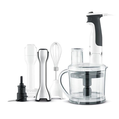 Breville BSB530XL immersion blender with base and attachments, ready for quick meals