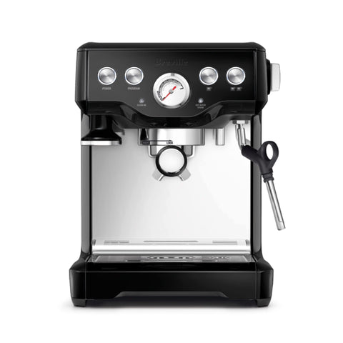 Breville Infuser BES840XL front view for compact home espresso brewing