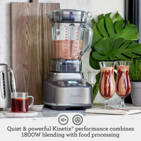 Breville Super Q blender operates quietly thanks to noise suppression technology.