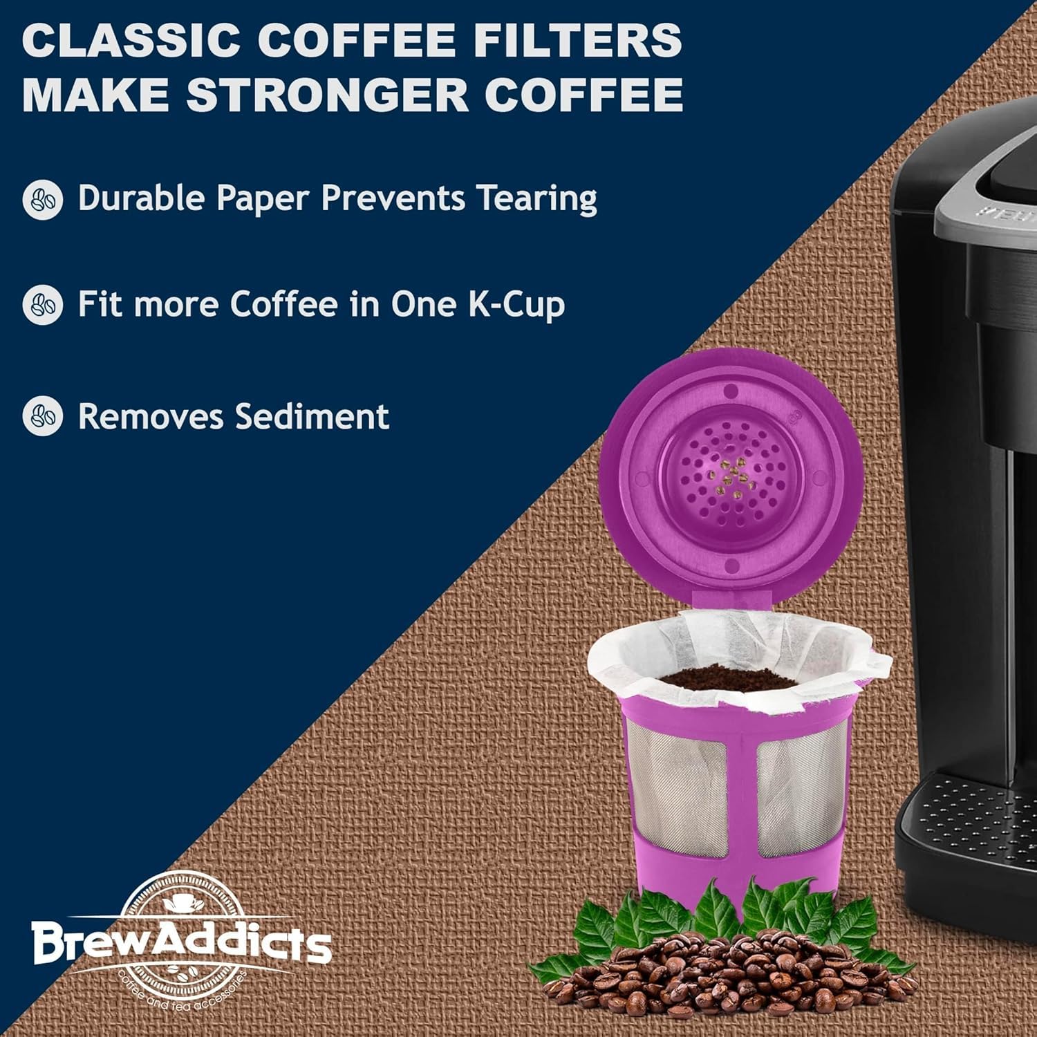 Brew Addicts white classic filter design delivers consistent filtration and flavor.