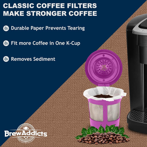 Brew Addicts white classic filter design delivers consistent filtration and flavor.