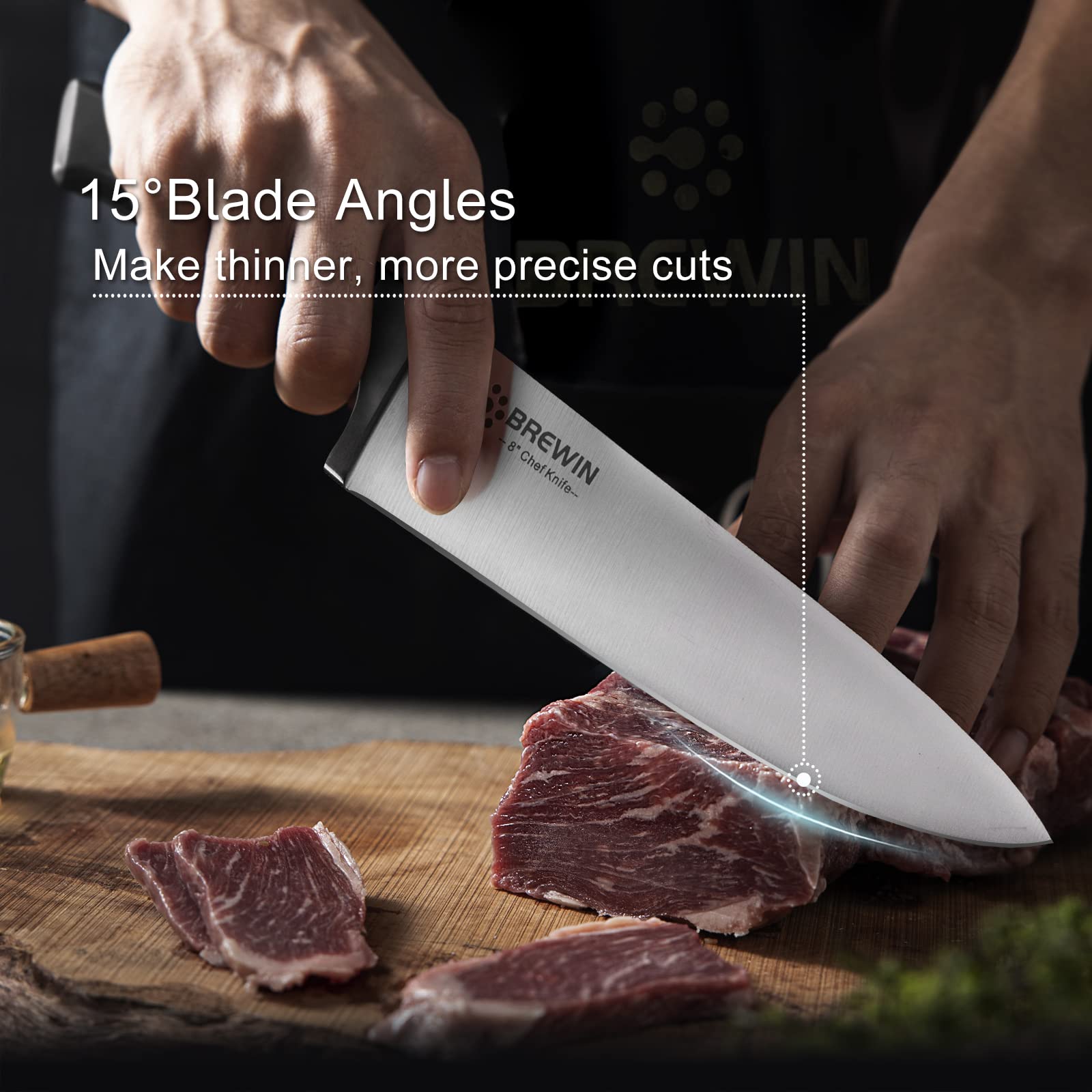 Brewin utility knife tip and spine close-up for versatile kitchen tasks with easy handling.
