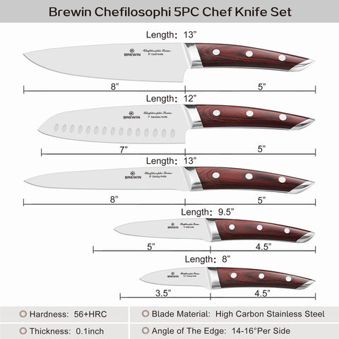 Brewin Chefilosophi pakkawood handle texture showcasing balanced grip