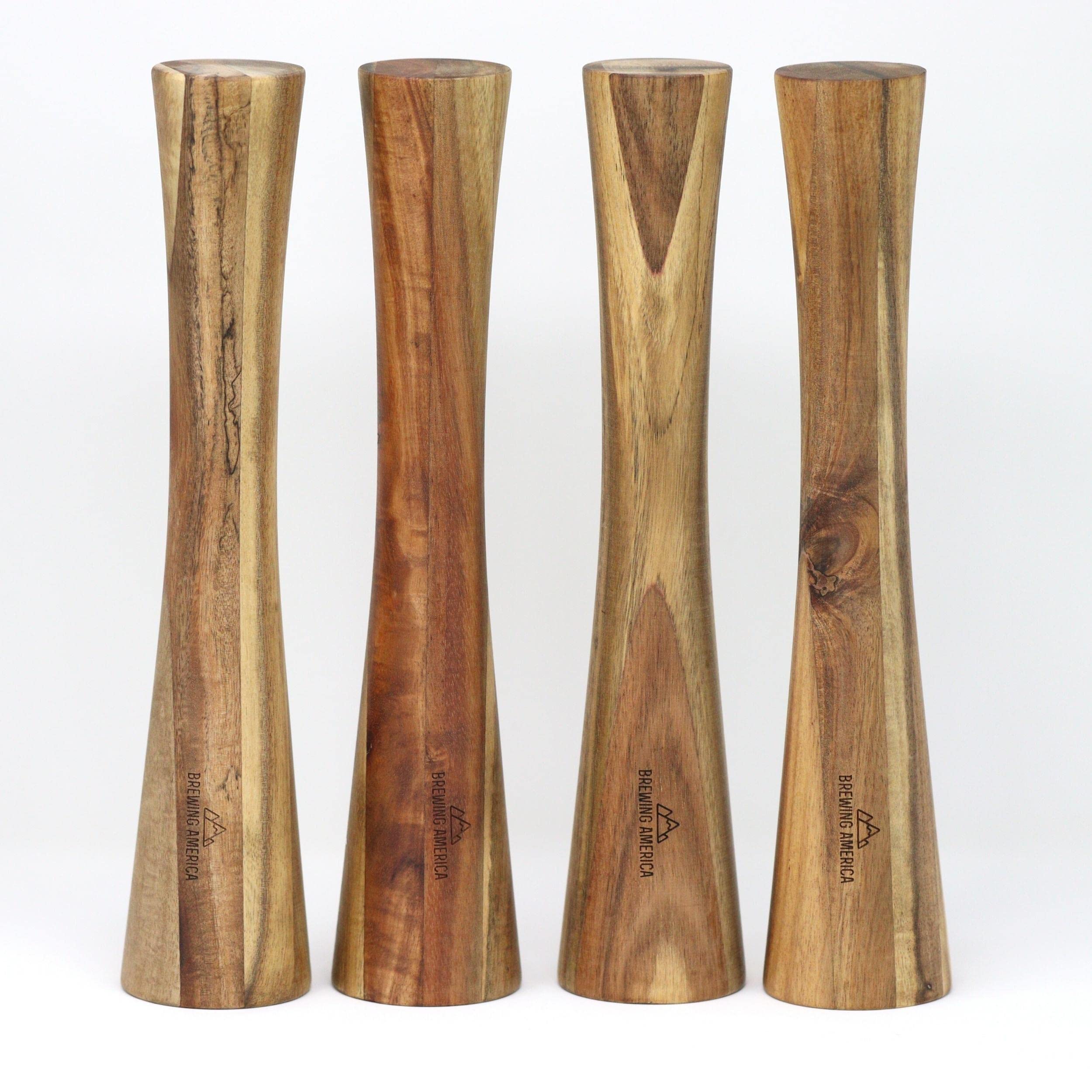 Brewing America acacia wood tamper used in mason jars for sauerkraut.