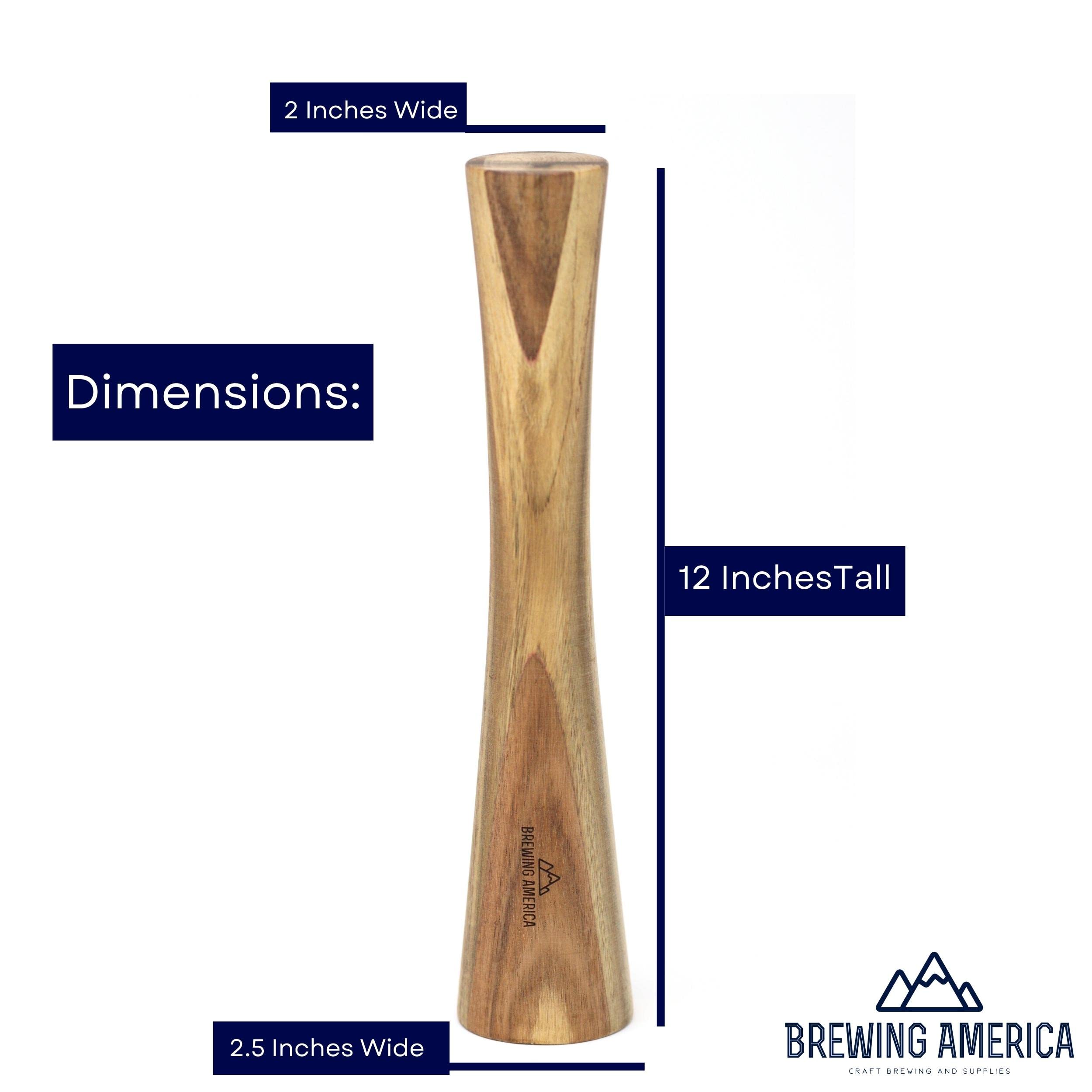Brewing America acacia wood tamper pressing vegetables for even fermentation.