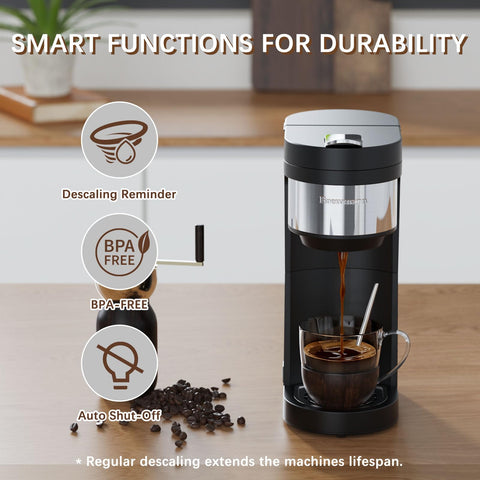 Brewmann descaling reminder helps maintain performance.