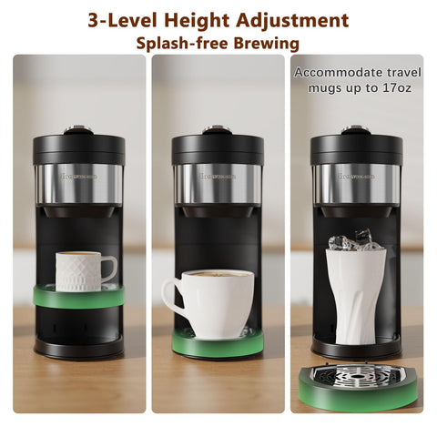 Brewmann compatible with K-Cup pods and coffee grounds.