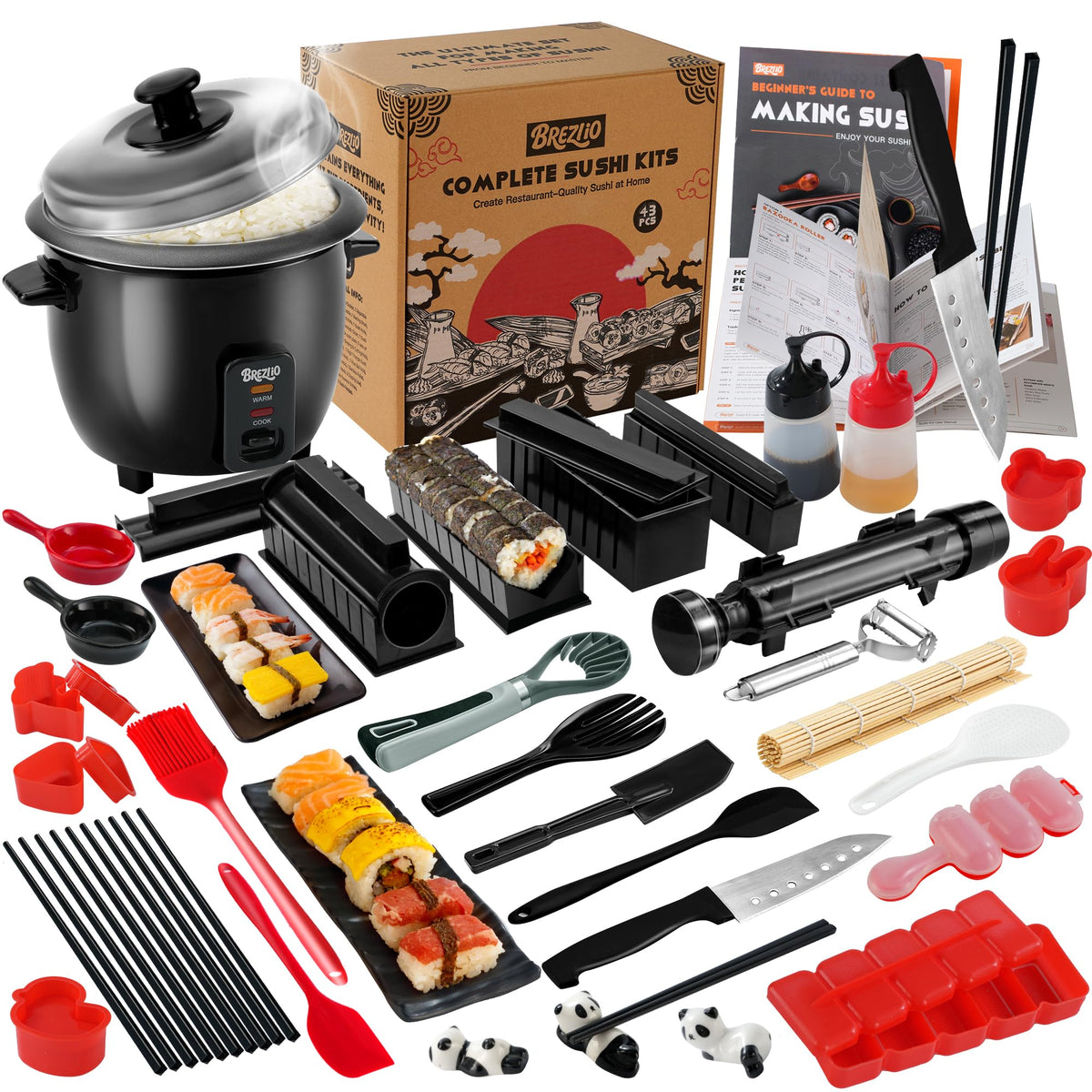 Brezlio Sushi Maker Kit 43-piece set for effortless at-home sushi crafting