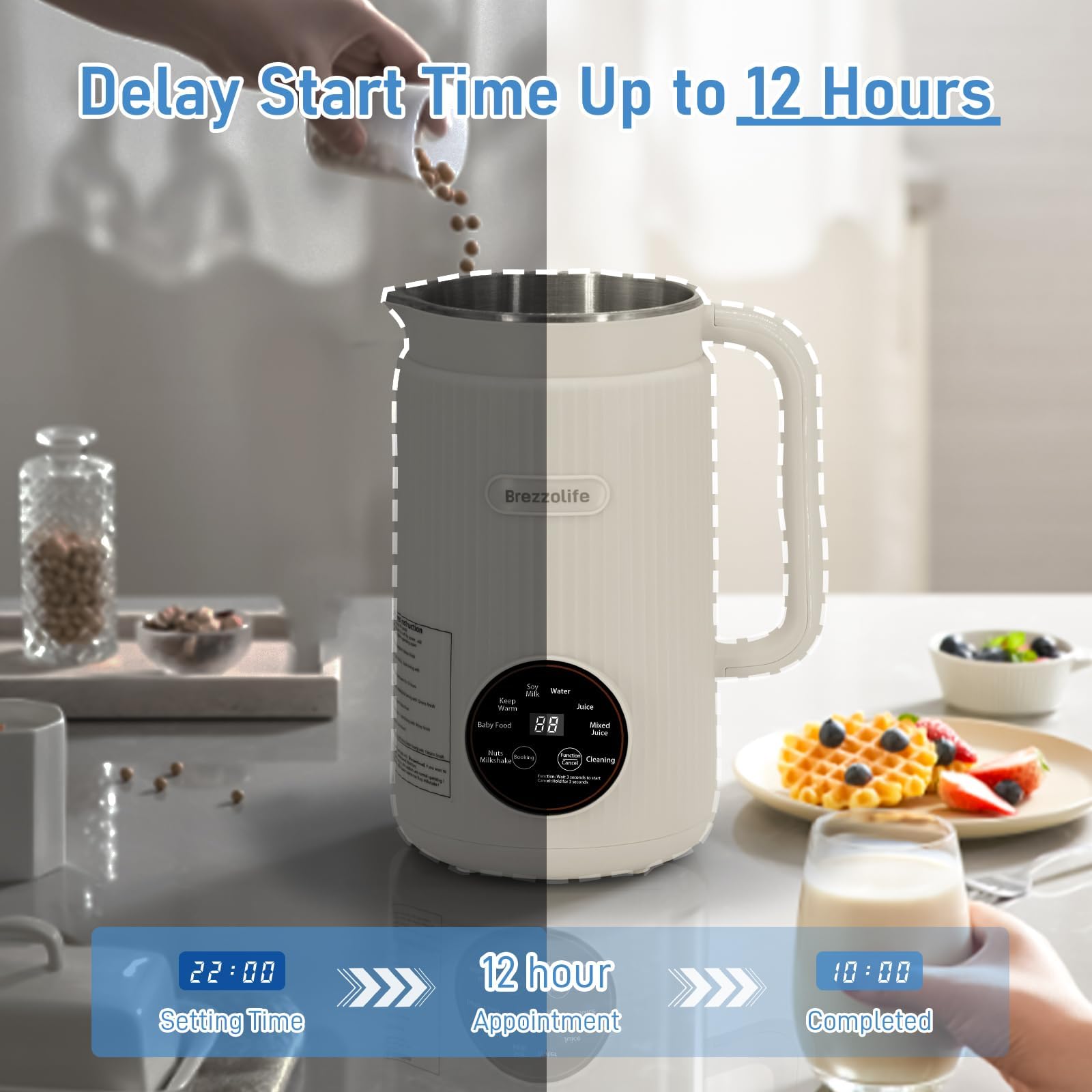 Brezzolife Nut Milk Maker self-clean feature simplifies maintenance.