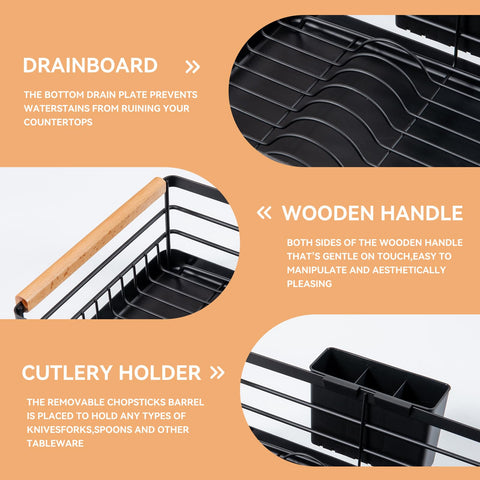 BRIAN & DANY dish rack with removable drain tray keeps countertops clean