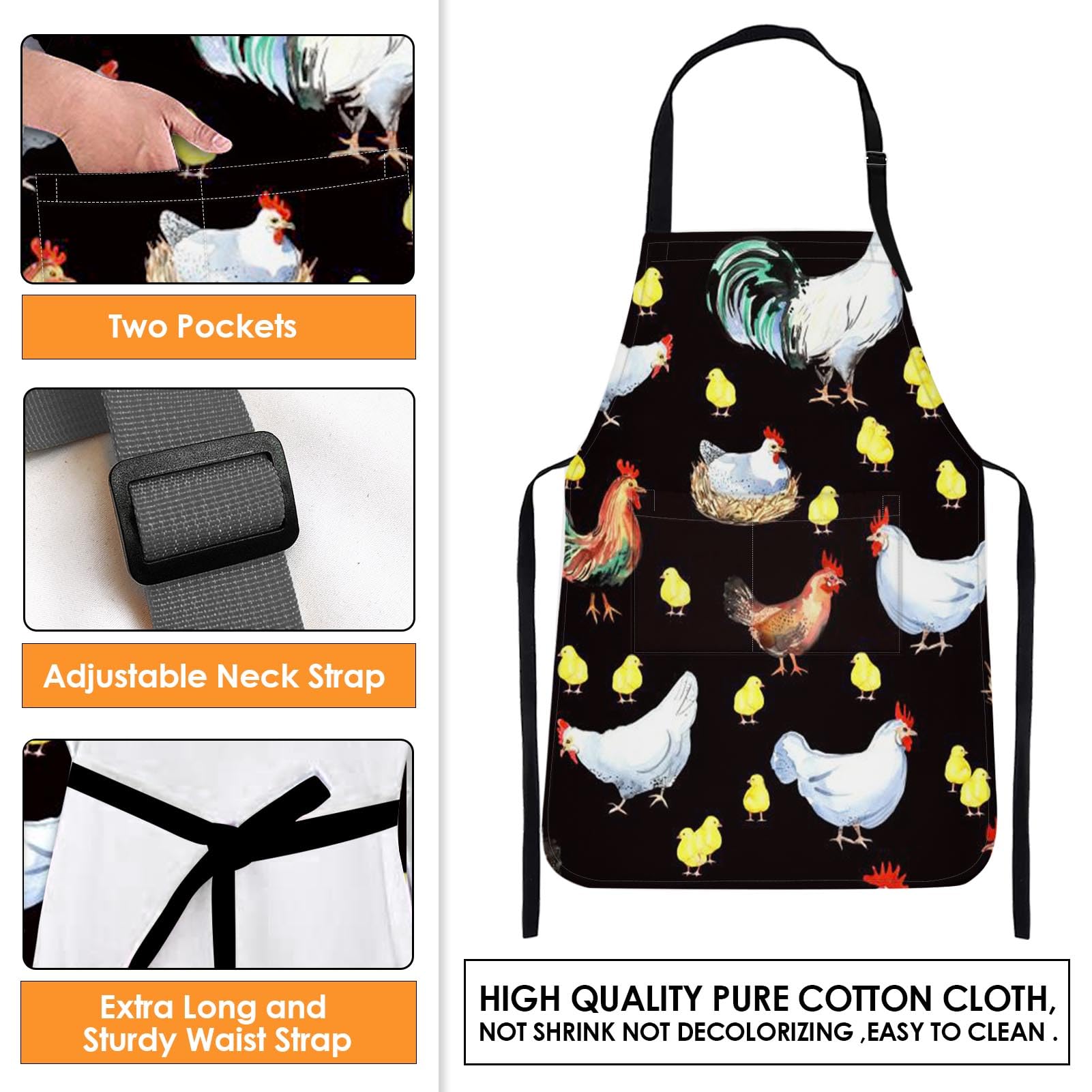 Bribay apron adjustable neck strap demonstrates versatile fit.