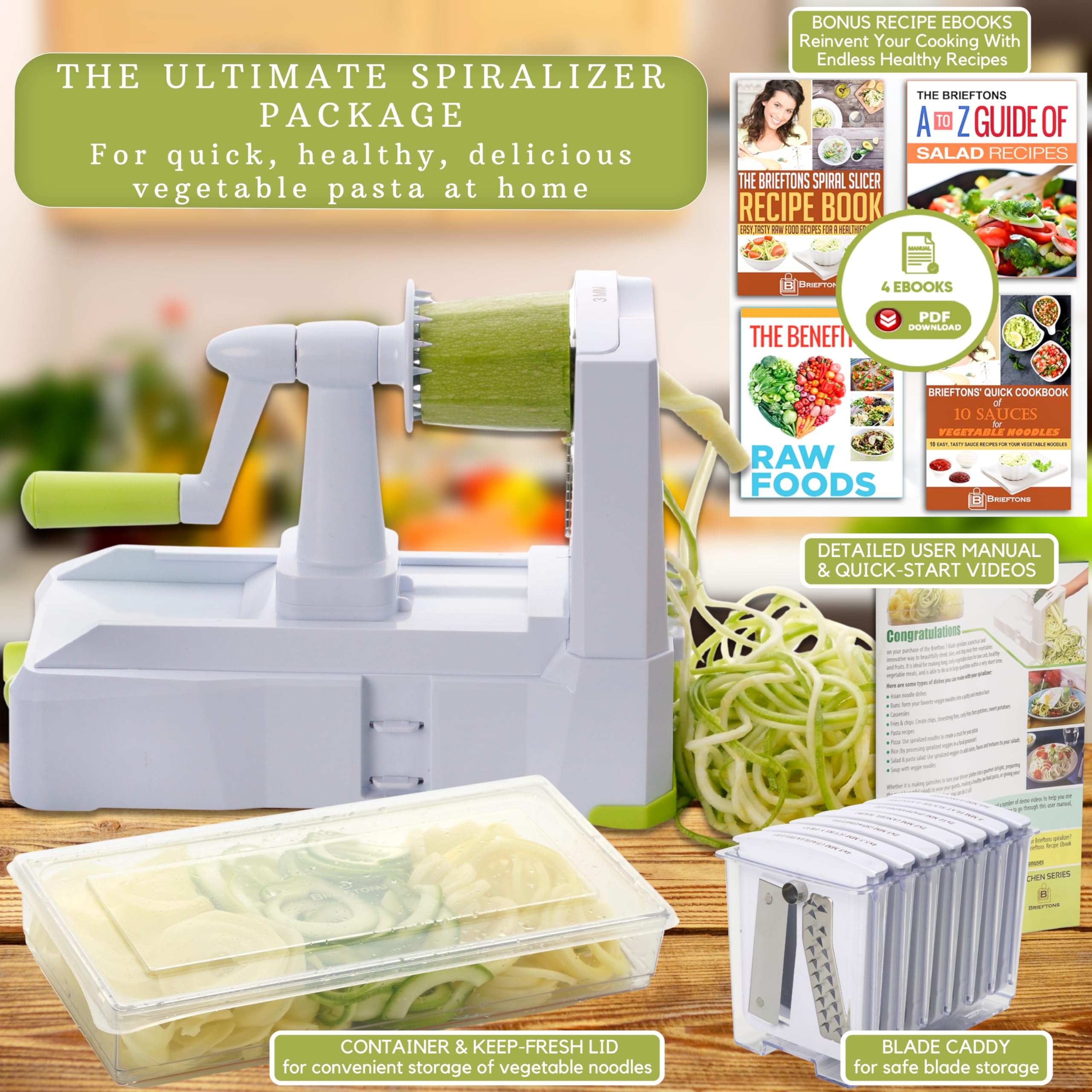 Brieftons suction pad grips the countertop for stable spiralizing