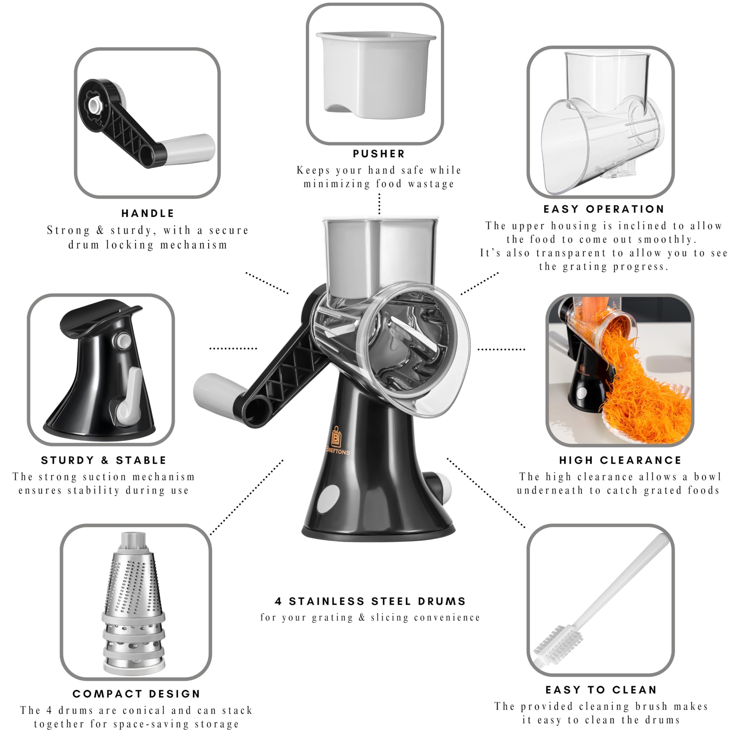 Brieftons complete package includes cleaning brush and recipe ebooks