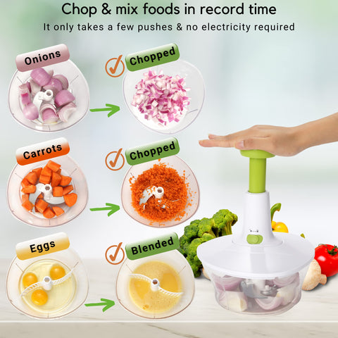 Brieftons Express chopper with 6.8 cup bowl ready for vegetable cuts