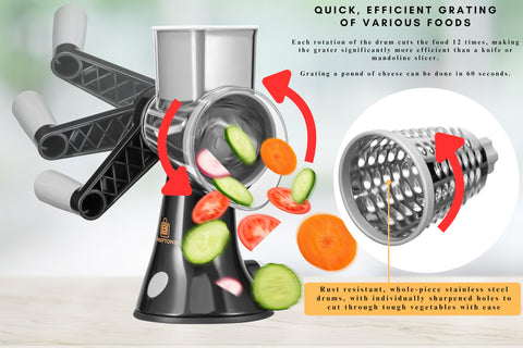 Brieftons medium drum creates versatile grated textures for salads and pasta