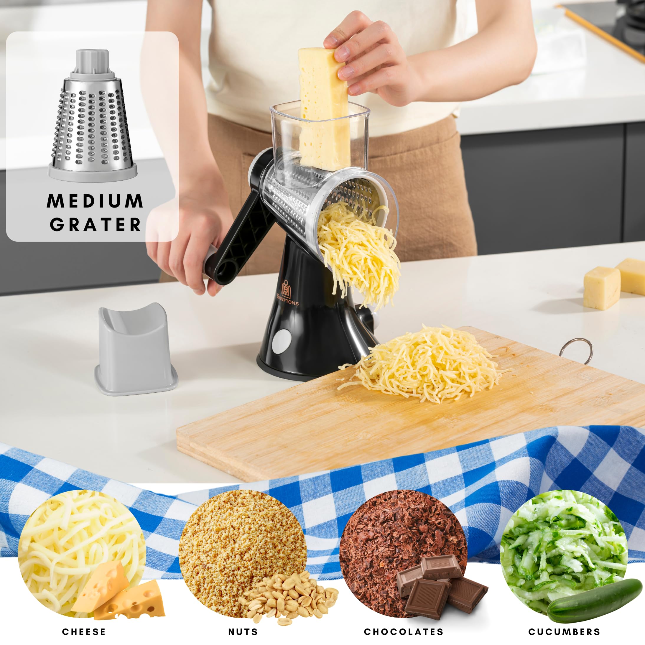 Brieftons slicing drum yields even fruit and vegetable slices with precision