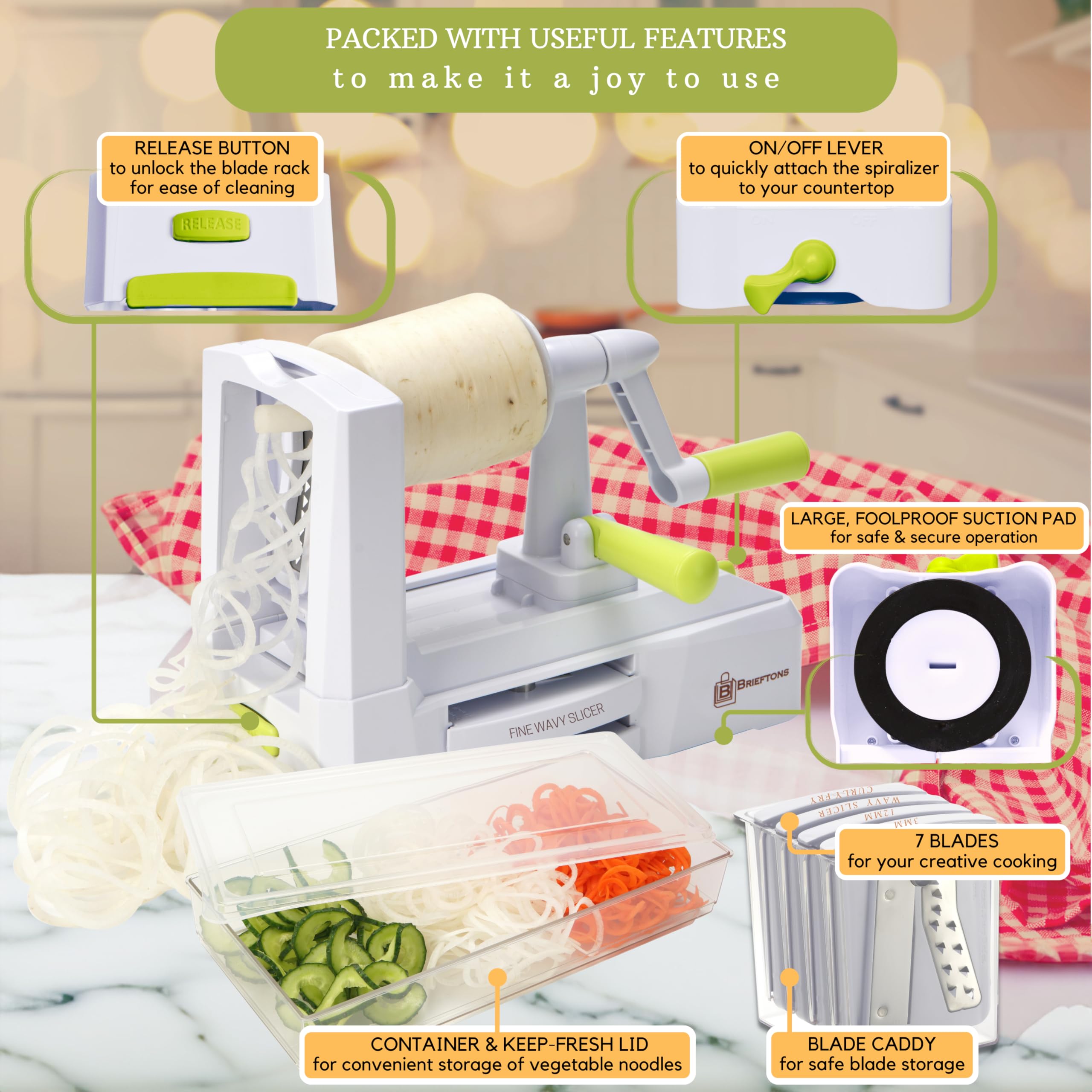 Brieftons supersized suction pad provides stable performance.