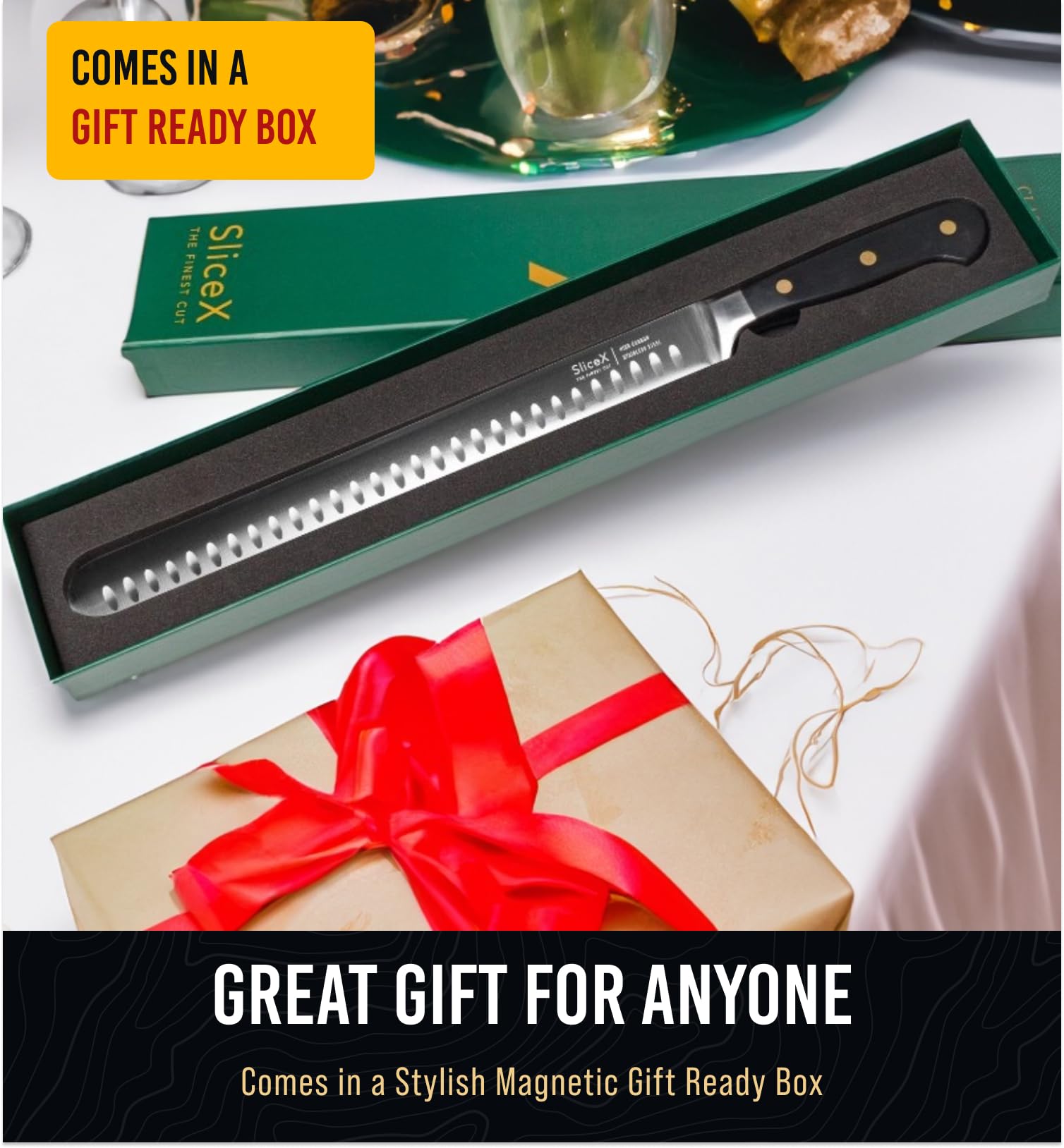 Bright Hobby BBQ setting demonstrates precise portions at grill gatherings with this knife.