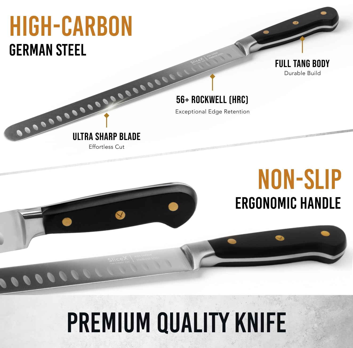 Bright Hobby kitchen setup supports accurate meat slicing and prep with this knife.