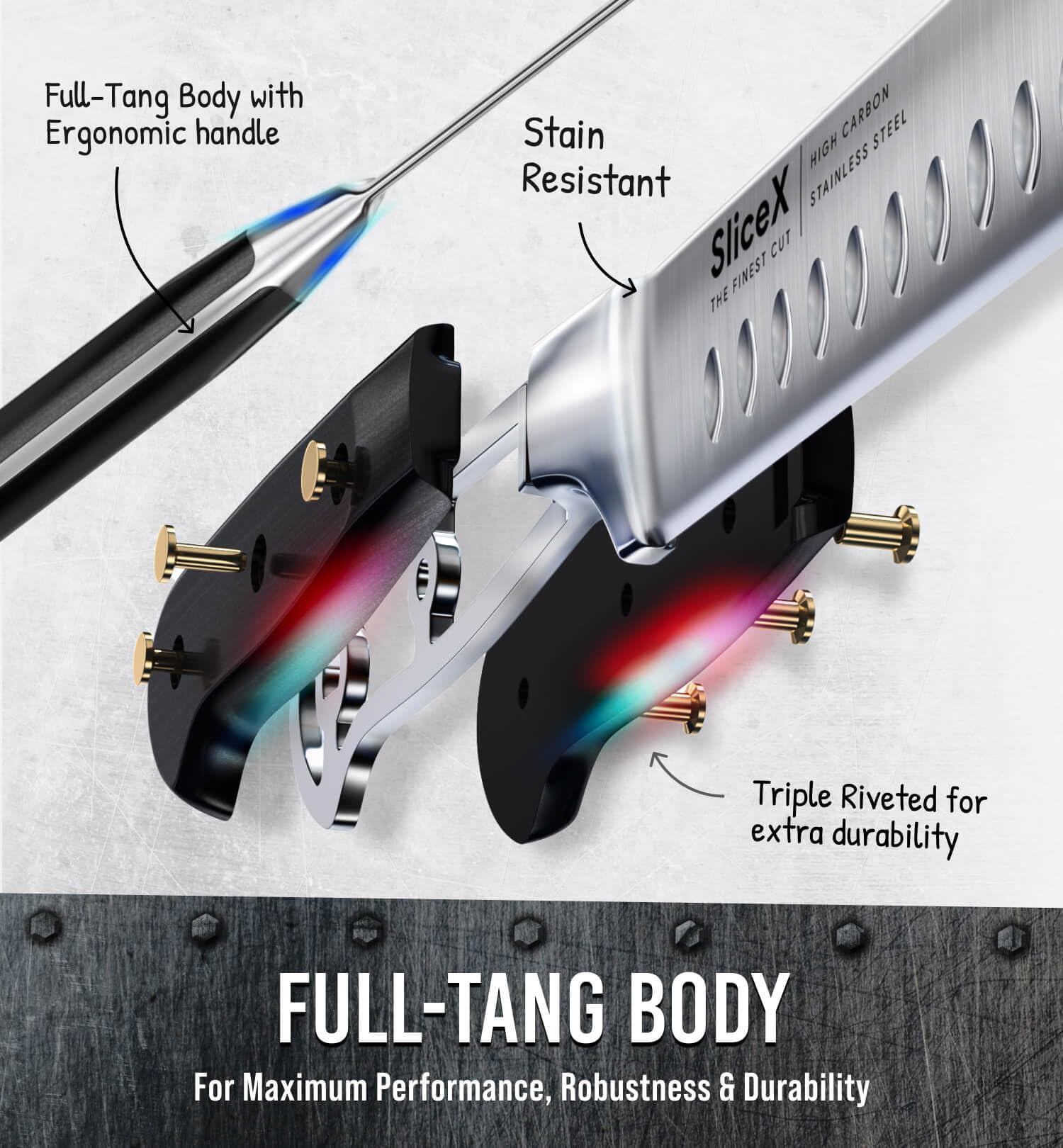 Bright Hobby premium German steel highlights high-carbon construction for durability.