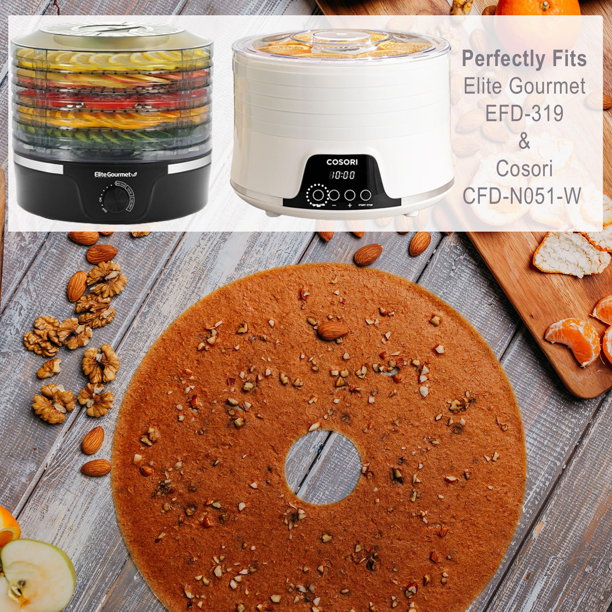 Bright Kitchen Edge silicone circle sheet fits Cosori CFD N051 W for mess-free dehydration