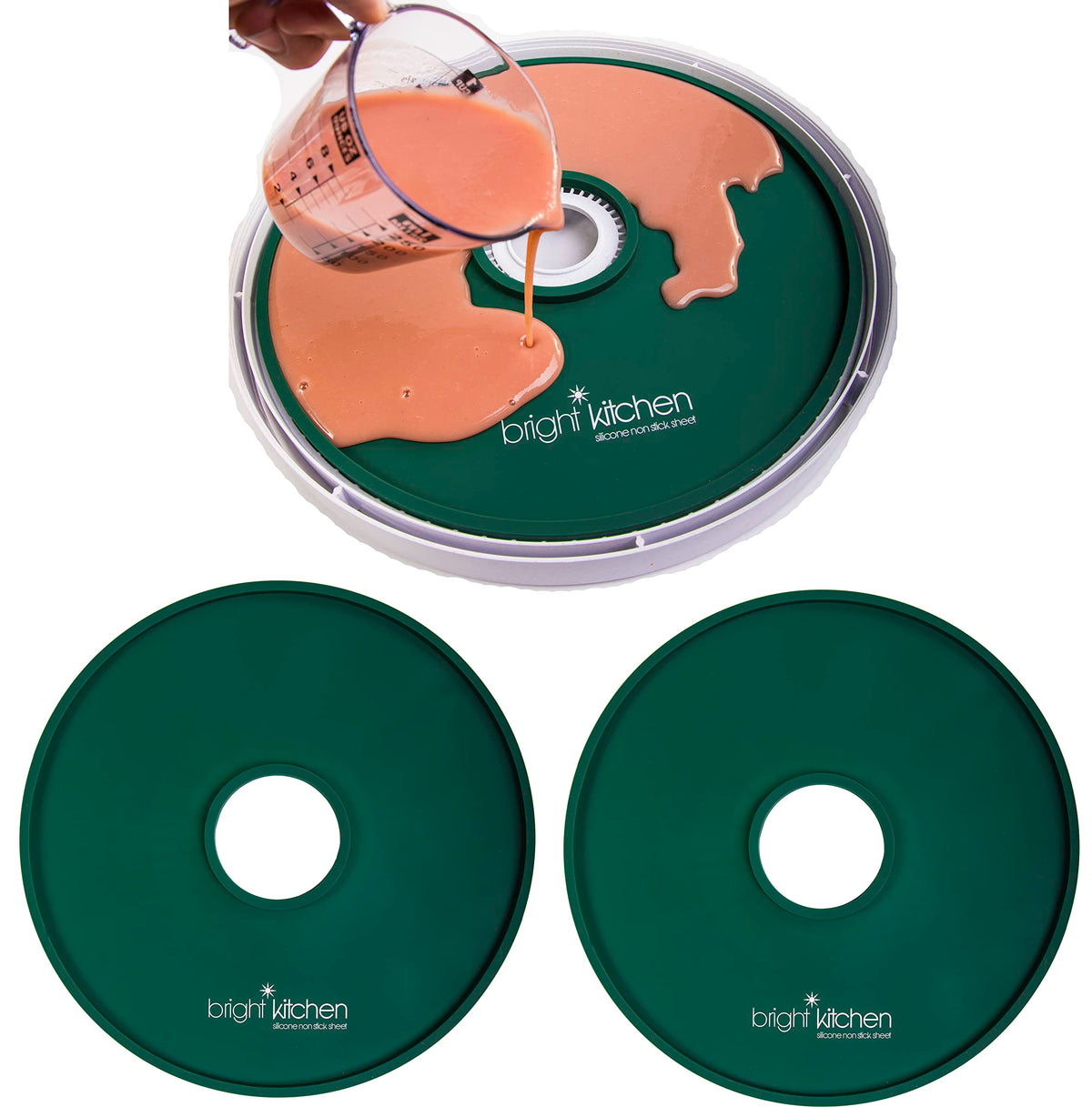 Bright Kitchen EDGE packaging of silicone circle dehydrator sheets for safe dehydration