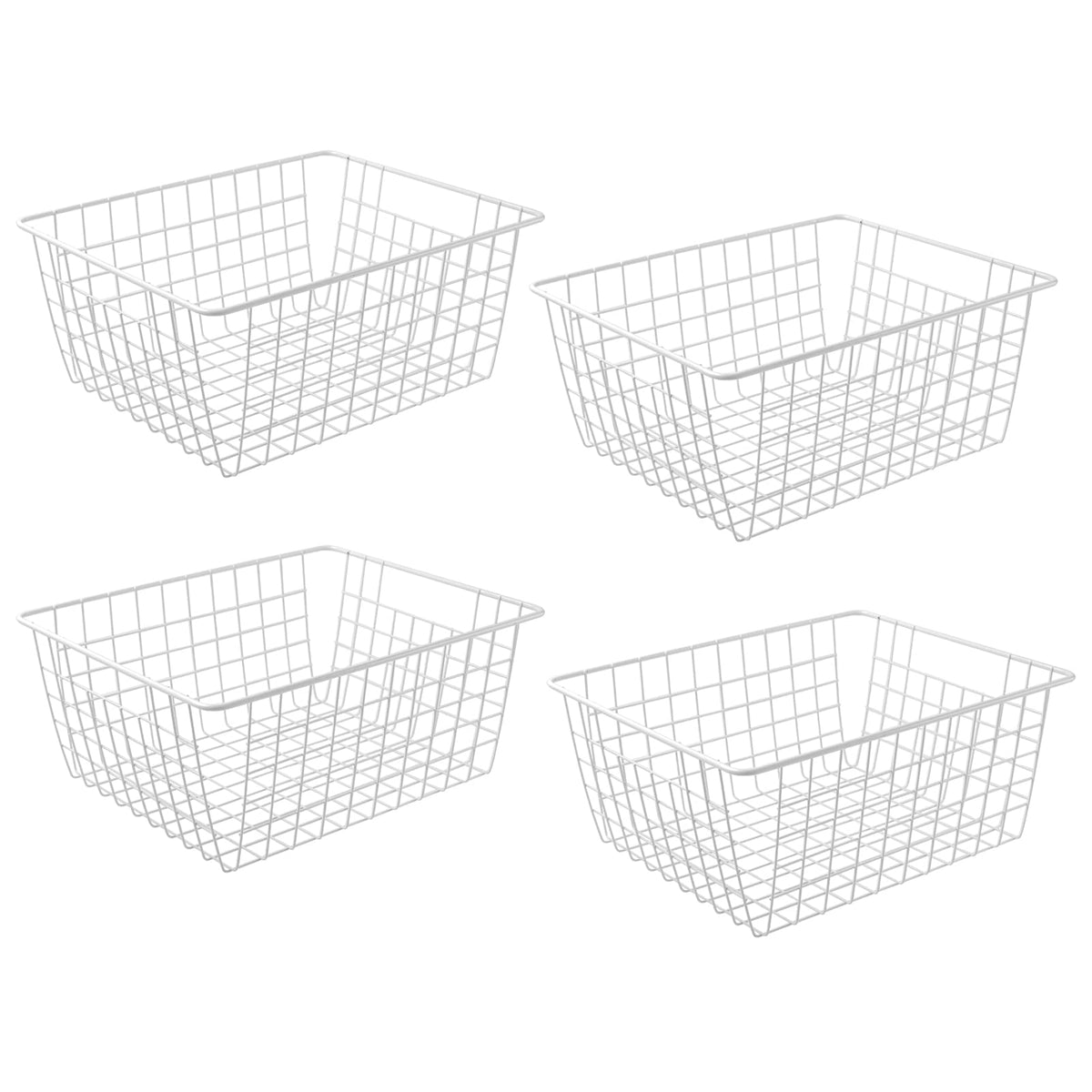 Brightalk 14in upright freezer basket showing clear capacity and sturdy handles.