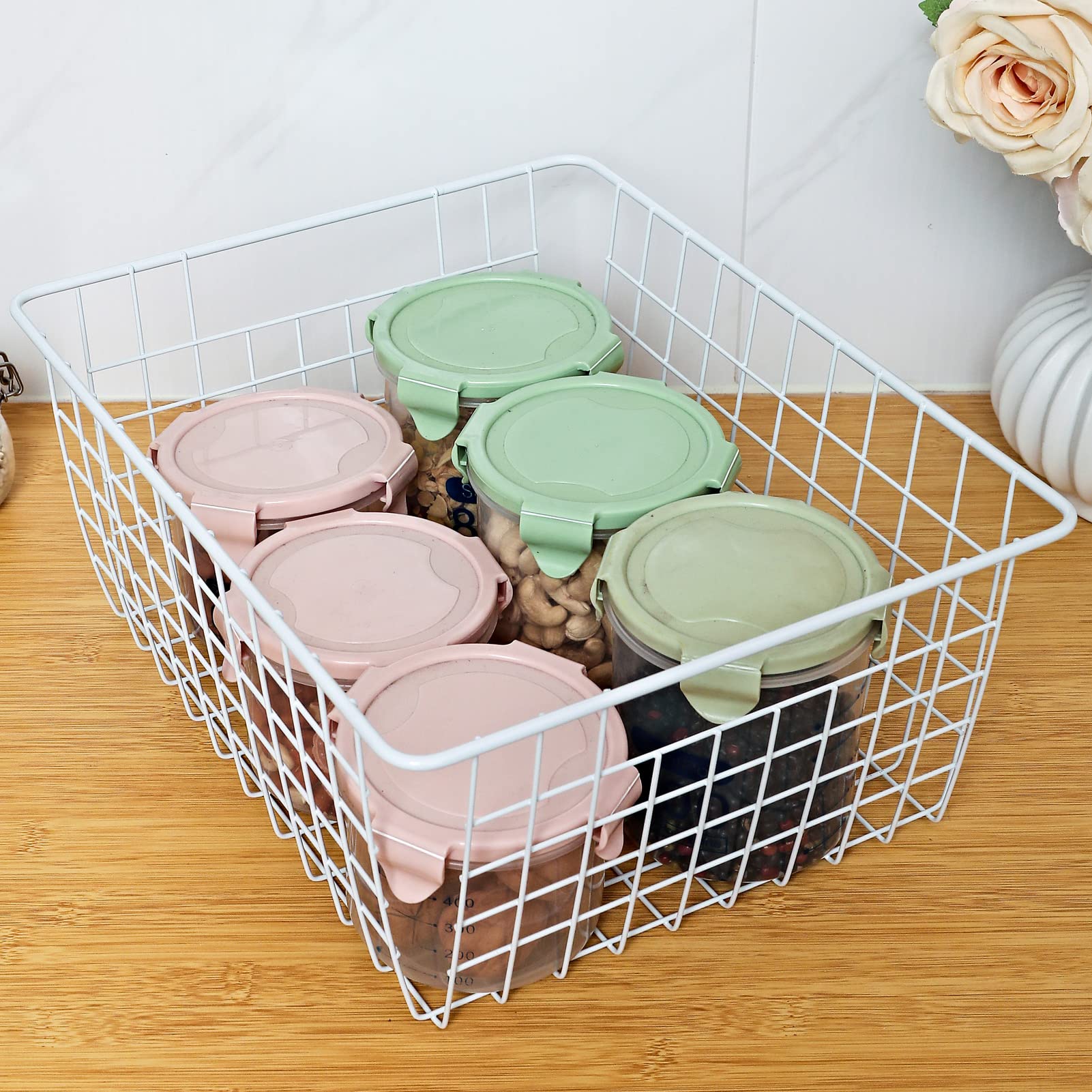 Brightalk large freezer baskets with built-in handles for convenient lifting.