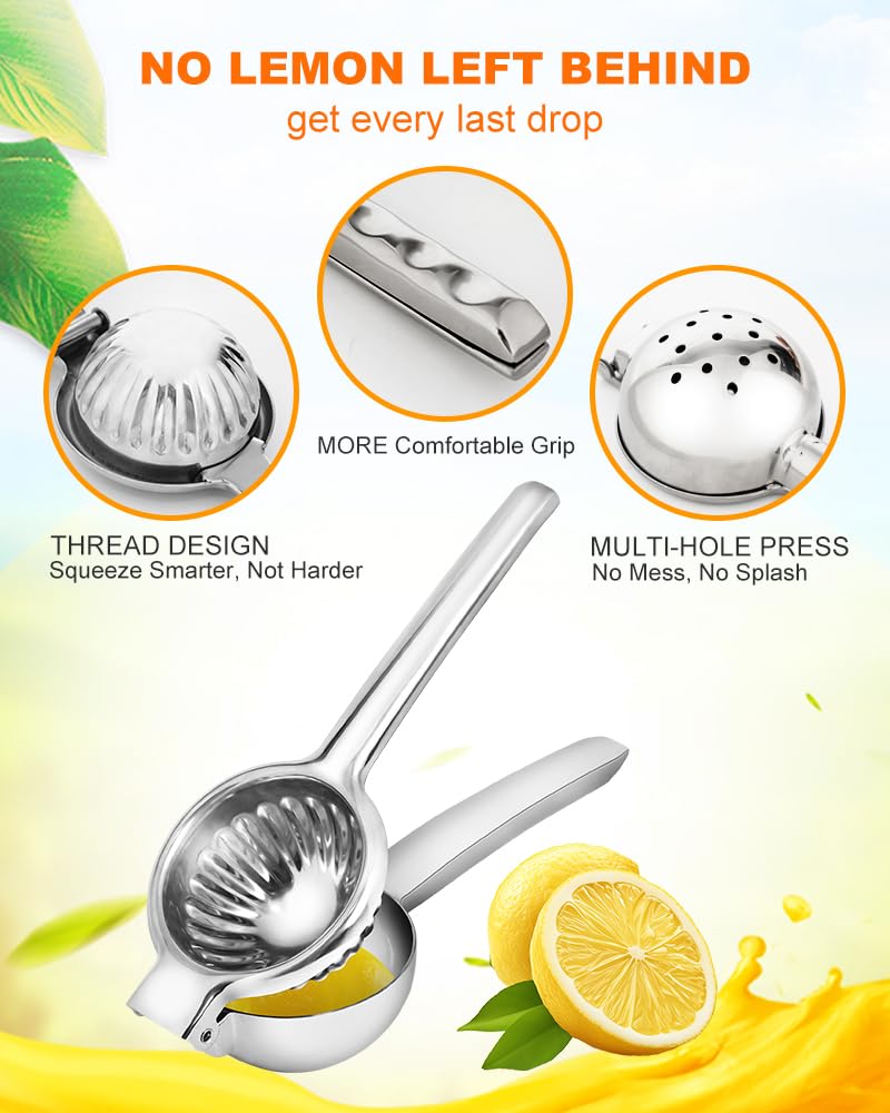 Brigii lemon squeezer heavy-duty 304 stainless steel body withstands daily use.