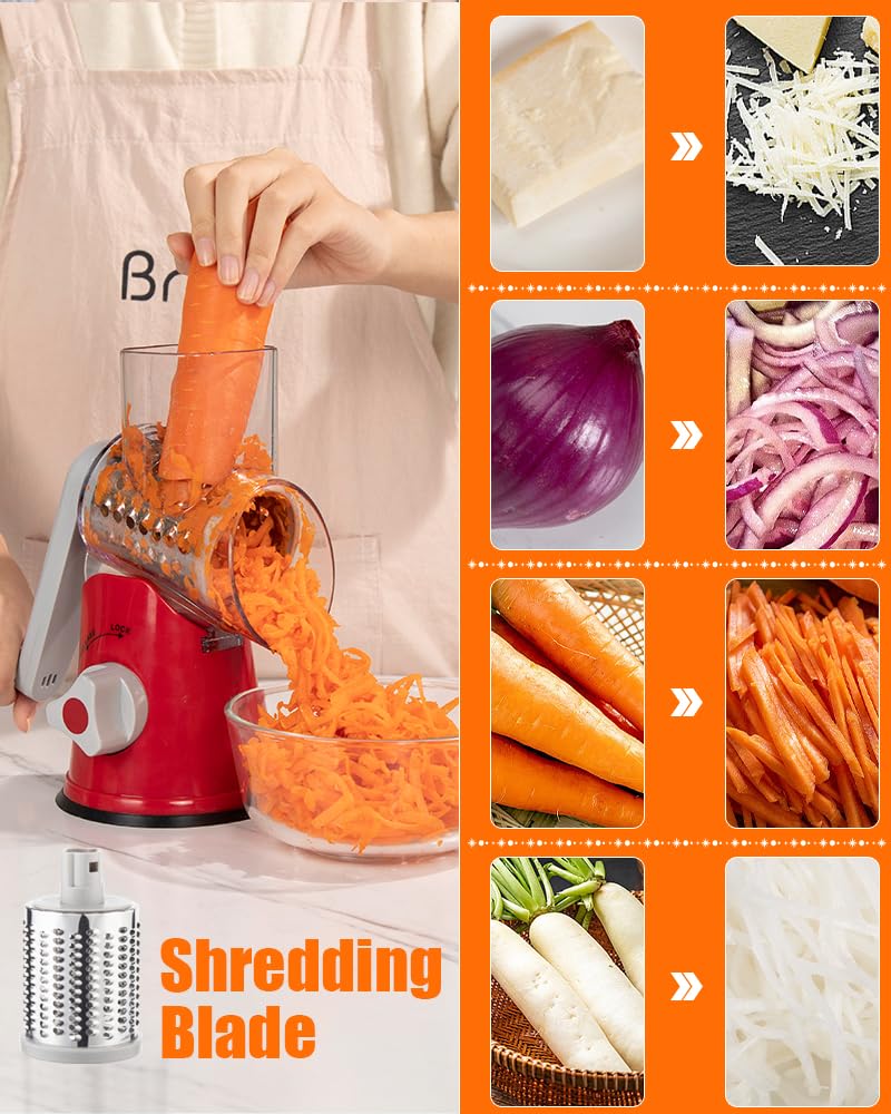 Brigii Grater safety design protects hands during grating.