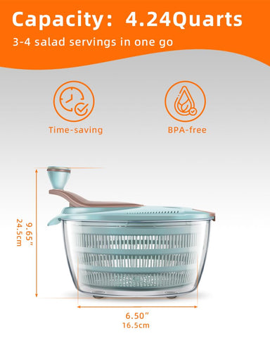 Brigii Salad Spinner 4-24-quart-capacity suited for family meals.