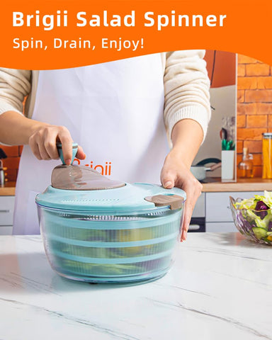 Brigii Salad Spinner double-drainage-holes enable quick water removal for crisp greens.